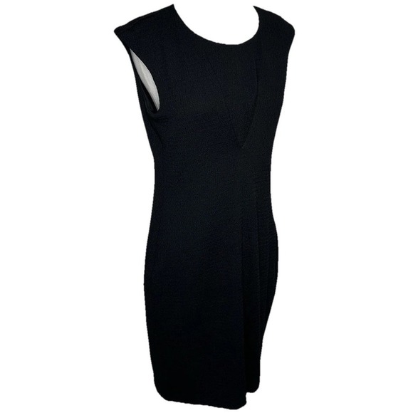 Calvin Klein Textured Pleated-V Bodice Sheath Dress Black‎ Size M Professional - Picture 1 of 8